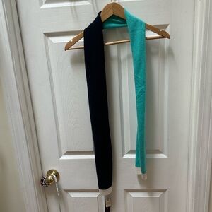 NWT Talbots Cashmere Black Blue Teal Scarf white